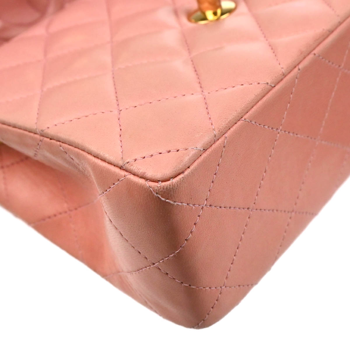 Chanel Pink Lambskin Mini Classic Square Flap Shoulder Bag 17