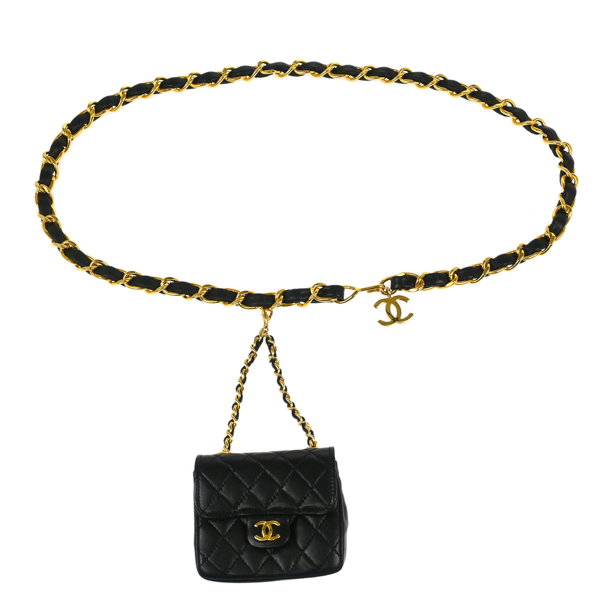 Chanel Black Lambskin Classic Flap Micro Bum Belt Bag