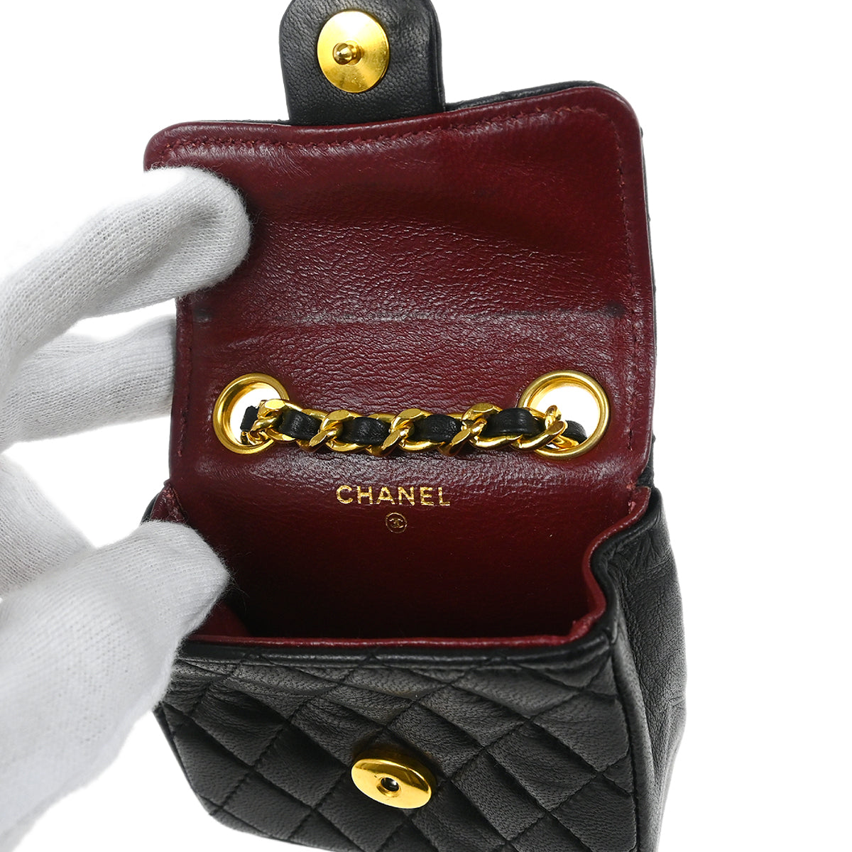 Chanel Black Lambskin Classic Flap Micro Bum Belt Bag