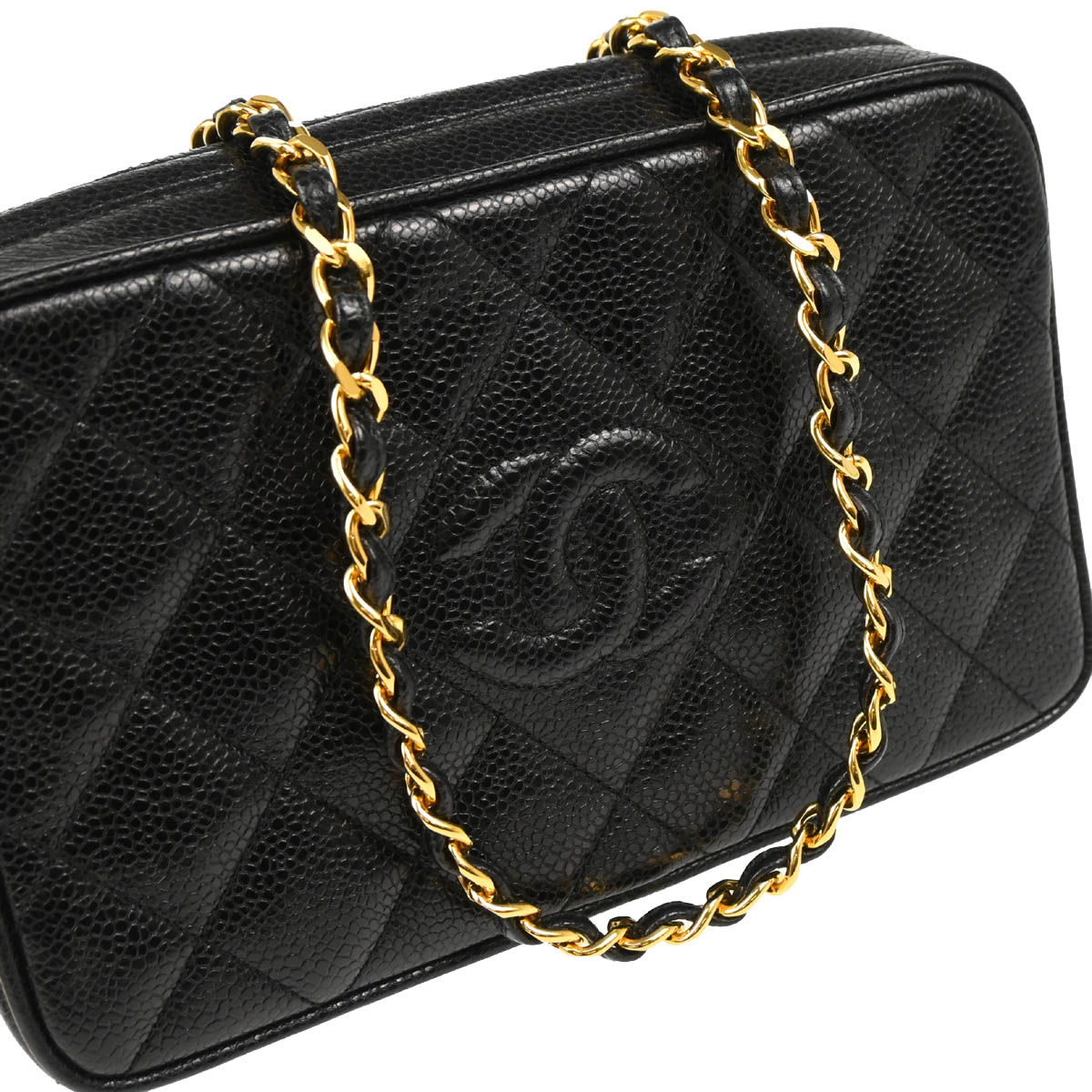 Chanel 1991-1994 Black Caviar Camera Bag