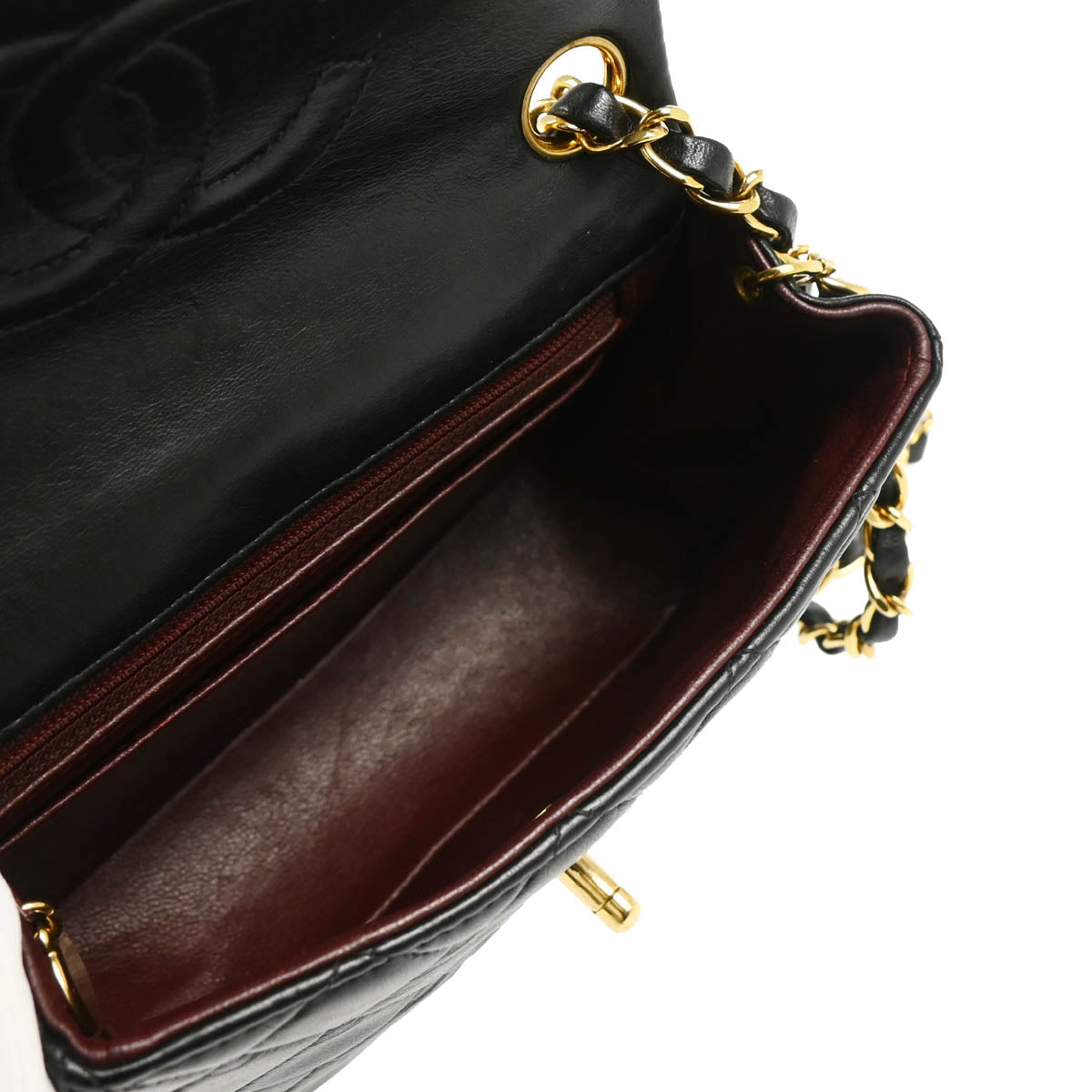 Chanel 2001-2003 Black Lambskin Mini Classic Square Flap Shoulder Bag 17