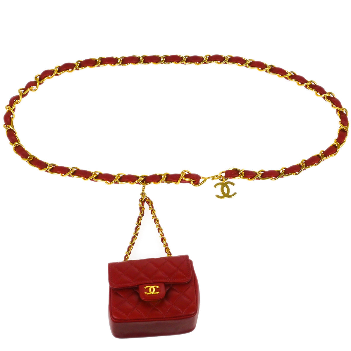 Chanel Red Lambskin Classic Flap Micro Bum Belt Bag