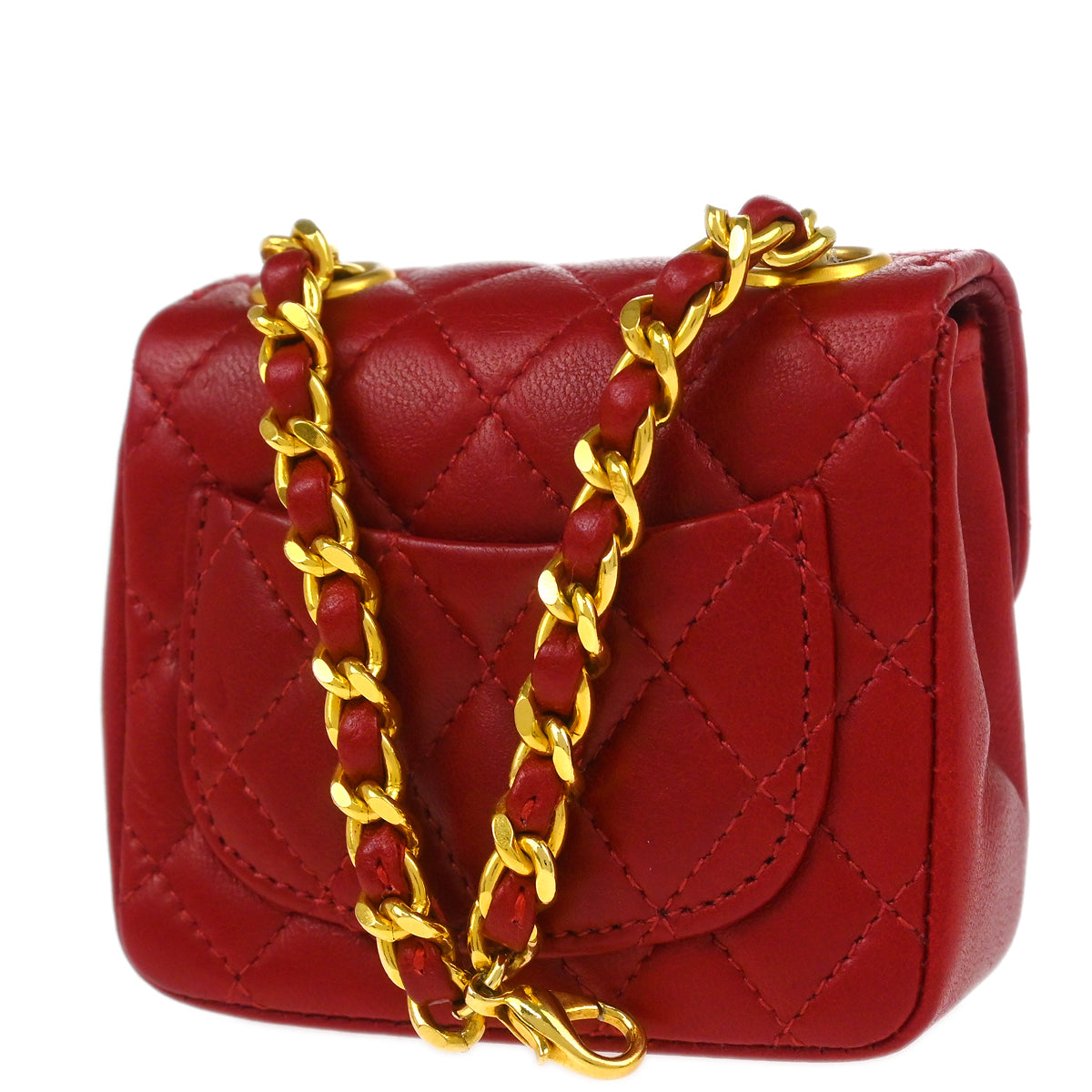 Chanel Red Lambskin Classic Flap Micro Bum Belt Bag