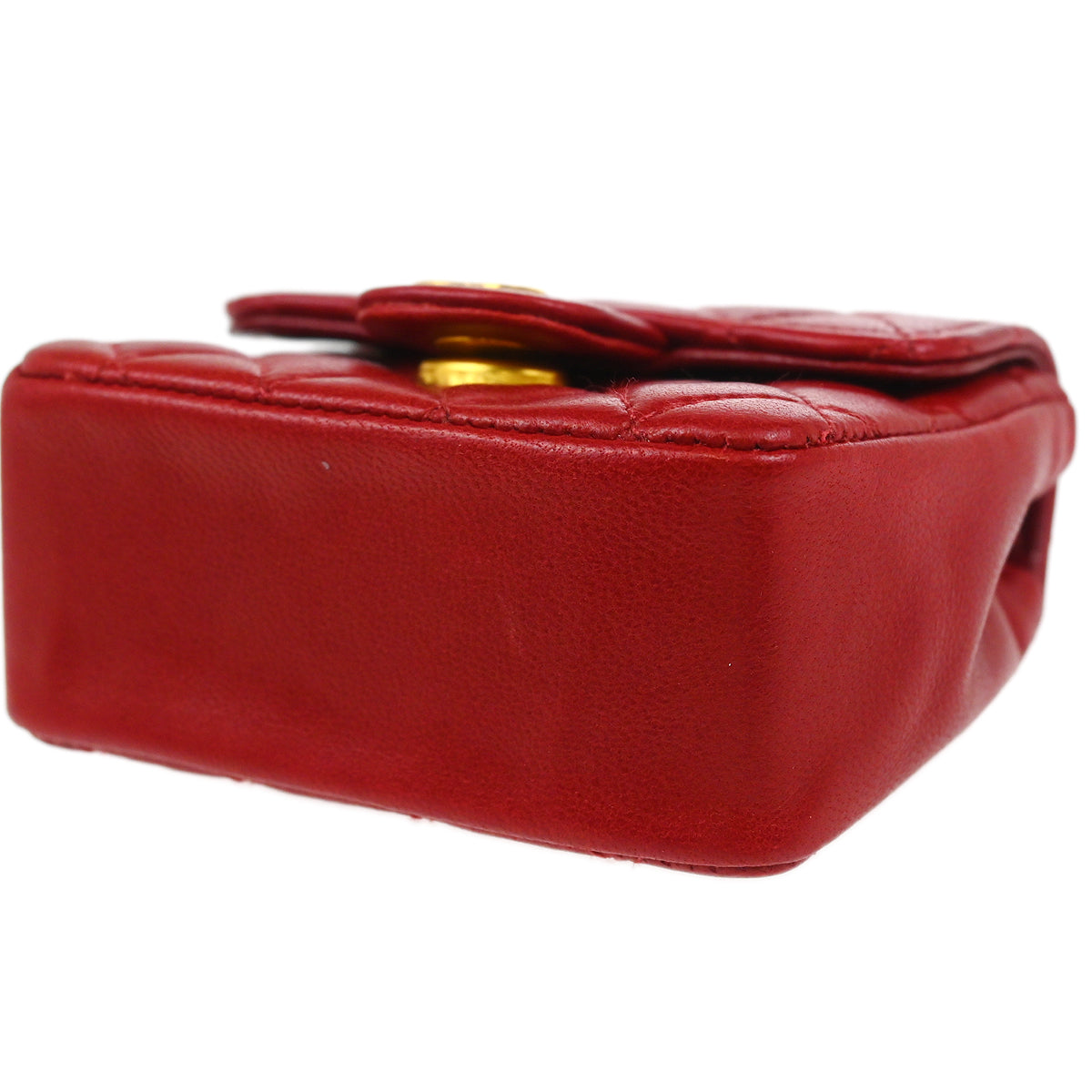 Chanel Red Lambskin Classic Flap Micro Bum Belt Bag