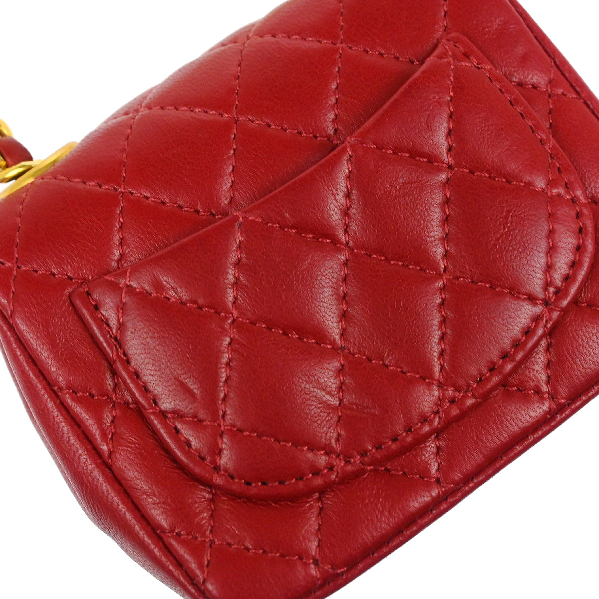 Chanel Red Lambskin Classic Flap Micro Bum Belt Bag