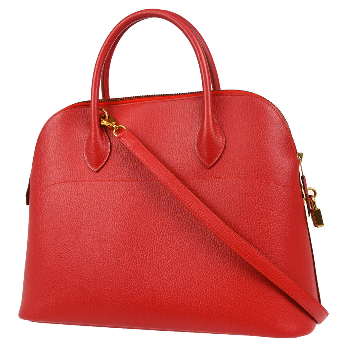 Hermes 1995 Rouge Vif Ardennes Bolide 35 2way Shoulder Handbag