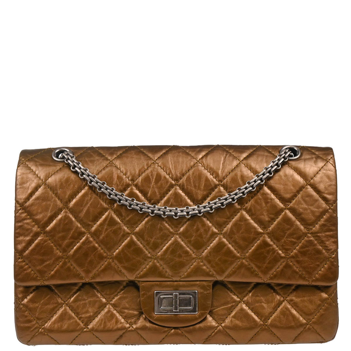 Chanel 2008-2009 Metallic Bronze Calfskin 2.55 Double Flap Shoulder Bag