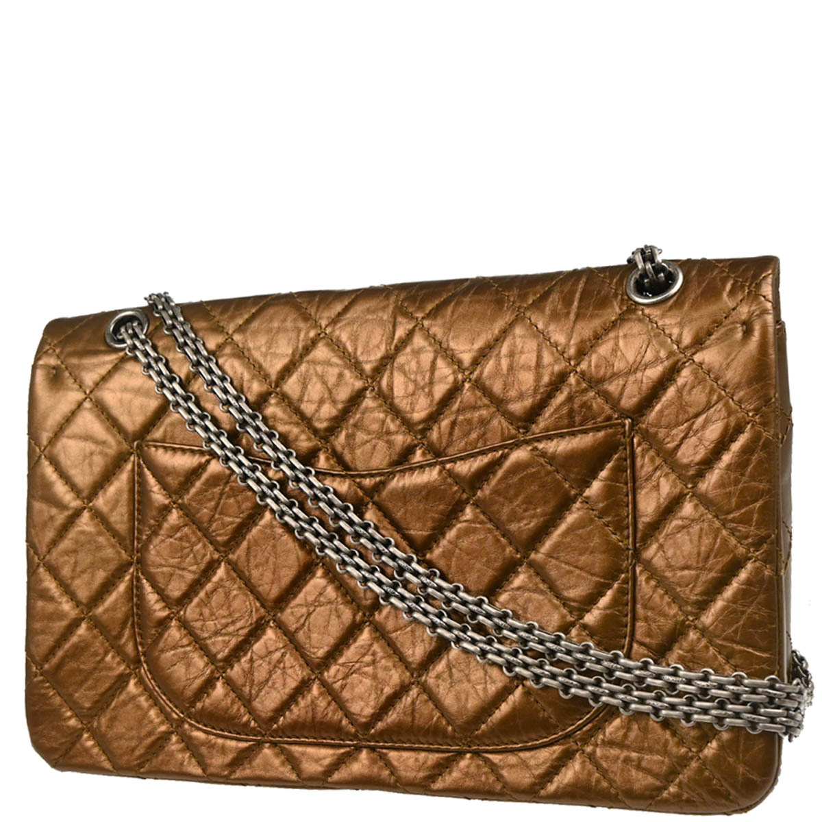 Chanel 2008-2009 Metallic Bronze Calfskin 2.55 Double Flap Shoulder Bag