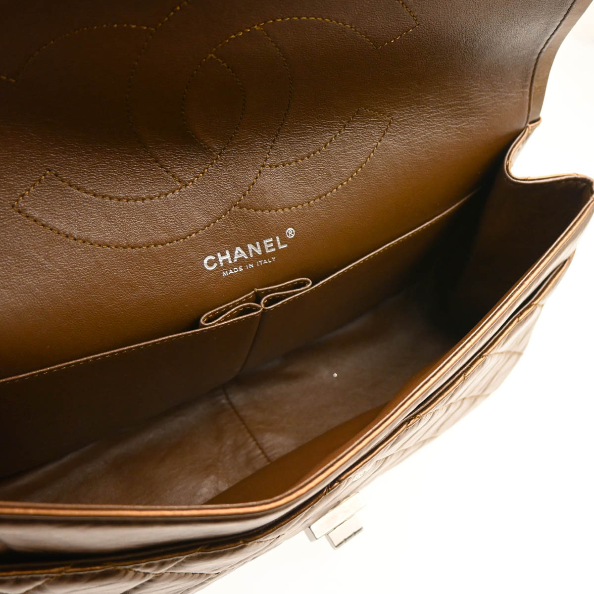 Chanel 2008-2009 Metallic Bronze Calfskin 2.55 Double Flap Shoulder Bag