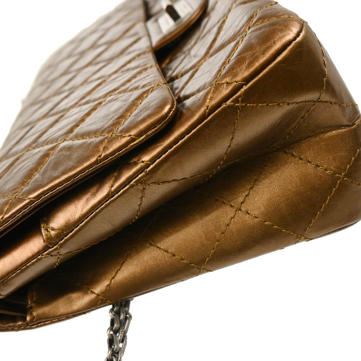 Chanel 2008-2009 Metallic Bronze Calfskin 2.55 Double Flap Shoulder Bag
