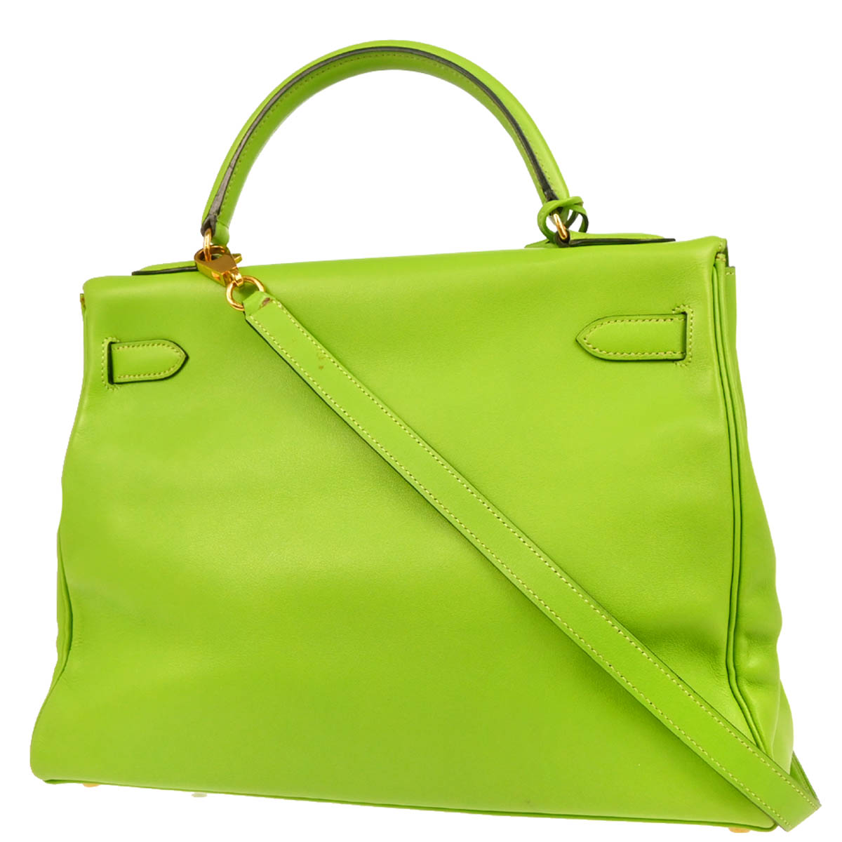 Hermes 1996 Apple Green Gulliver Kelly 32 Retourne 2way Shoulder Handbag