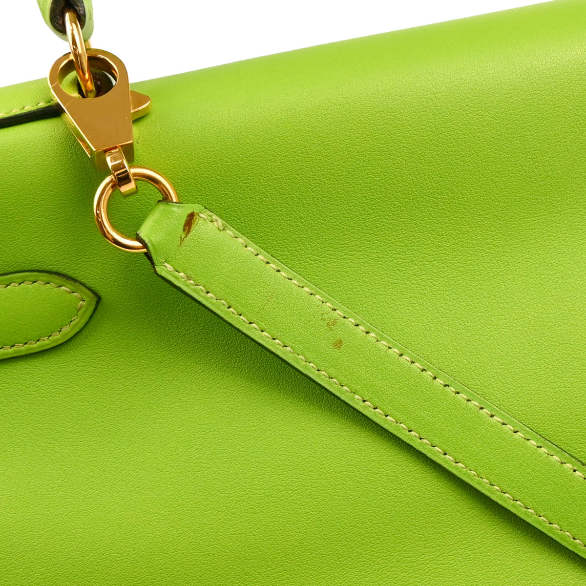 Hermes 1996 Apple Green Gulliver Kelly 32 Retourne 2way Shoulder Handbag