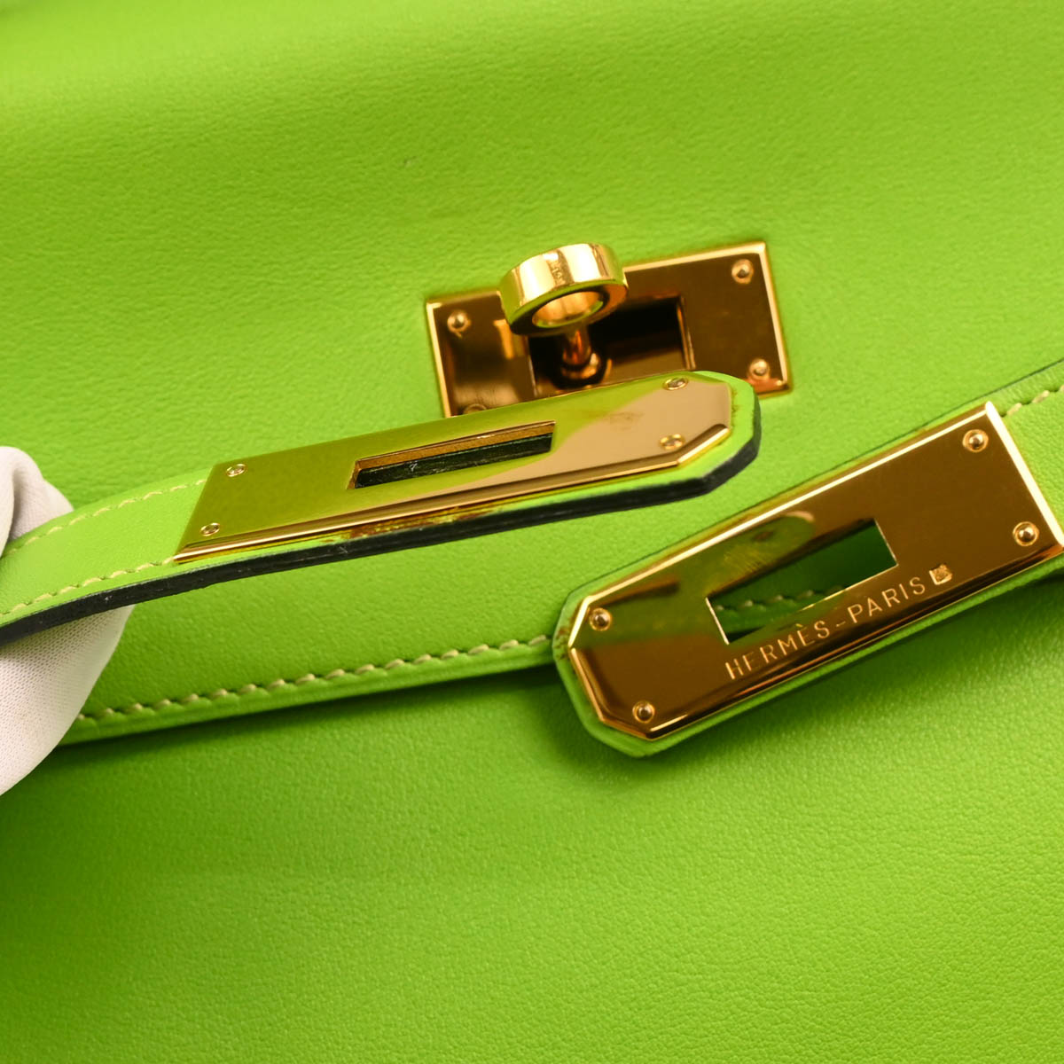 Hermes 1996 Apple Green Gulliver Kelly 32 Retourne 2way Shoulder Handbag