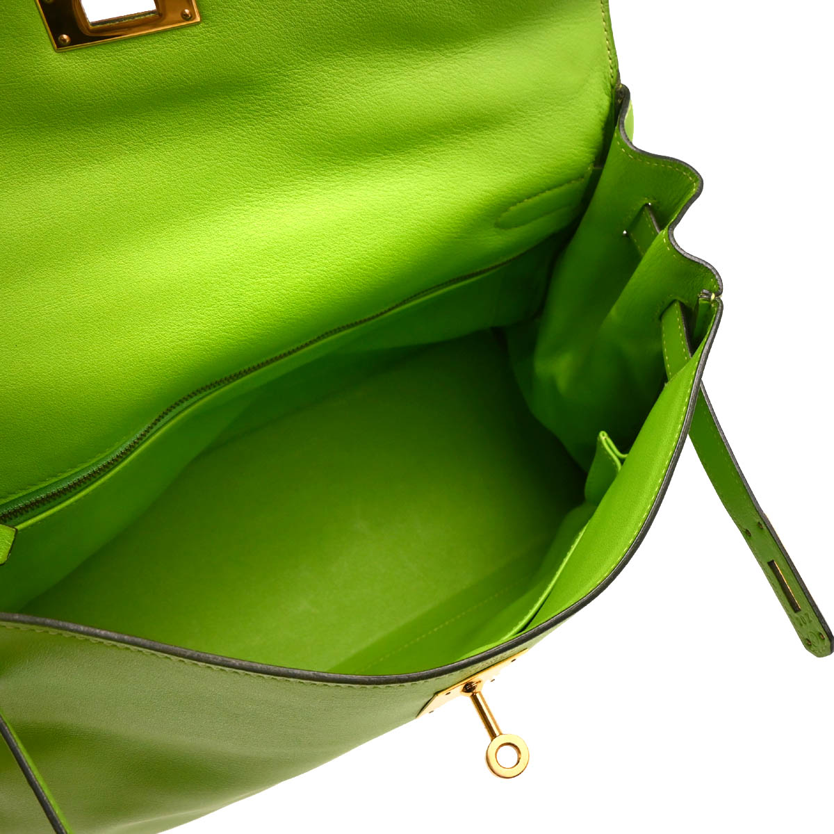Hermes 1996 Apple Green Gulliver Kelly 32 Retourne 2way Shoulder Handbag