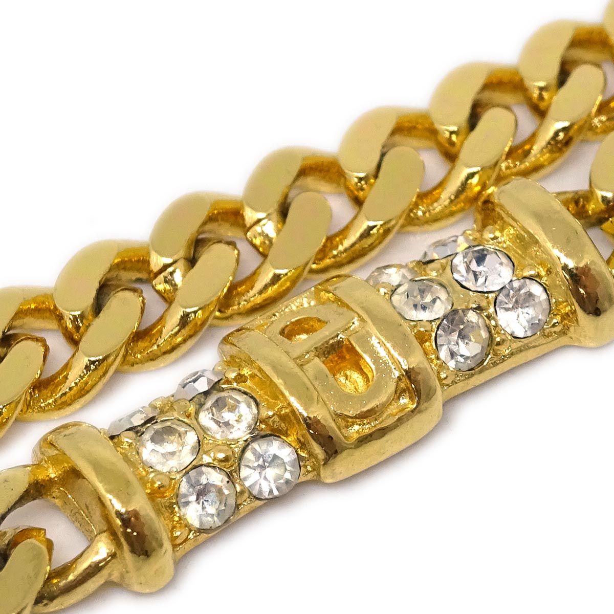 Christian Dior Bracelet Gold Rhinestone