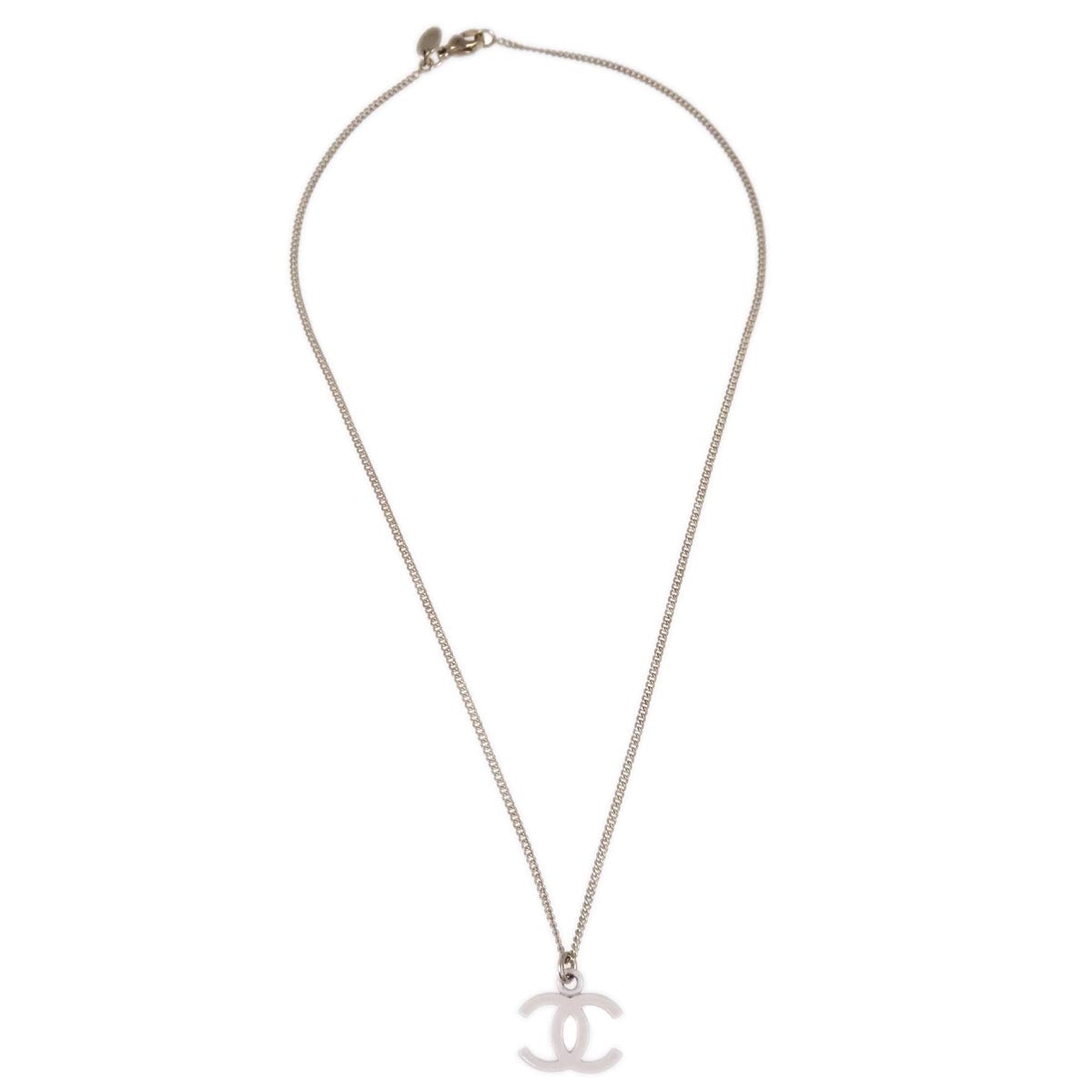 Chanel CC Chain Necklace Pendant Silver 04C