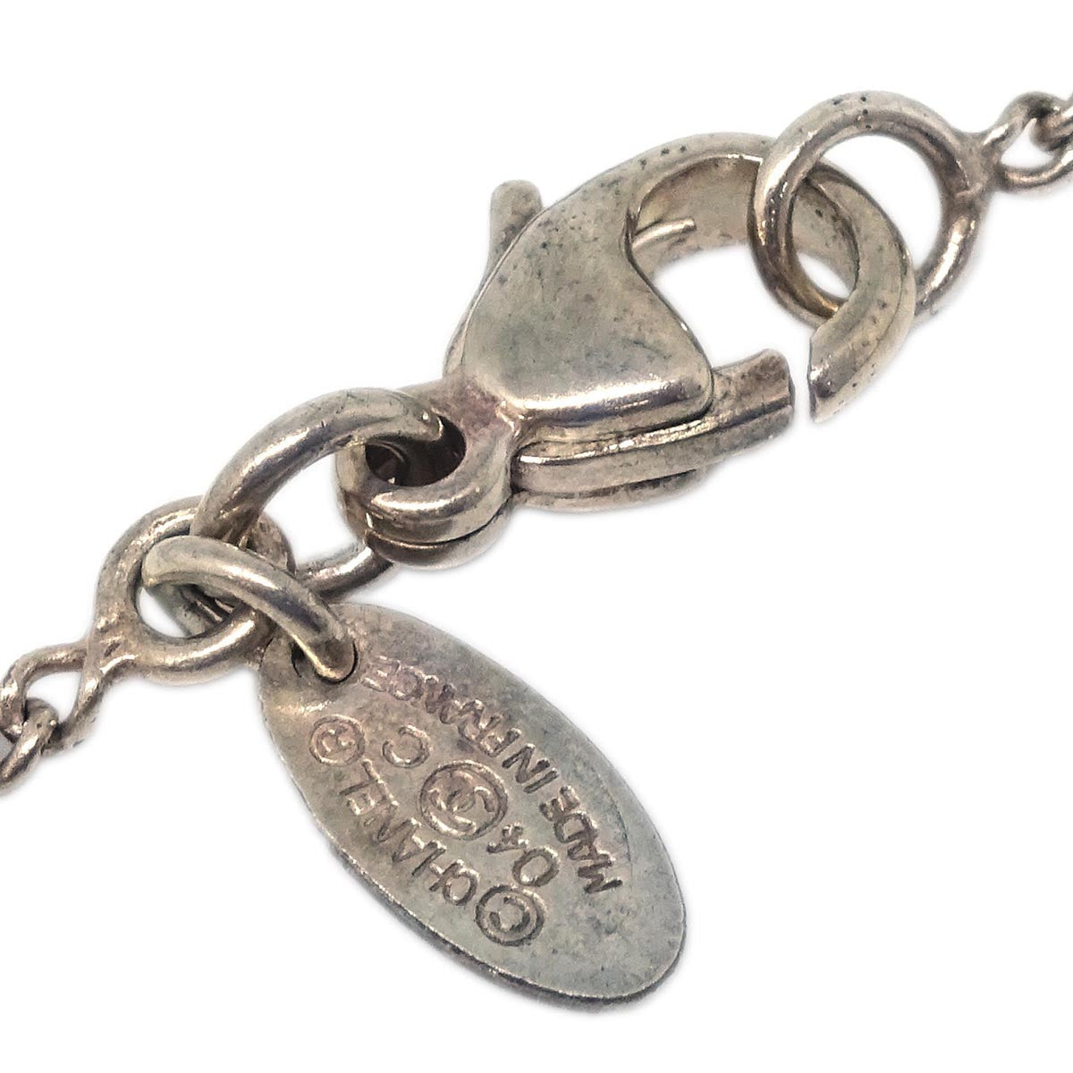 Chanel CC Chain Necklace Pendant Silver 04C