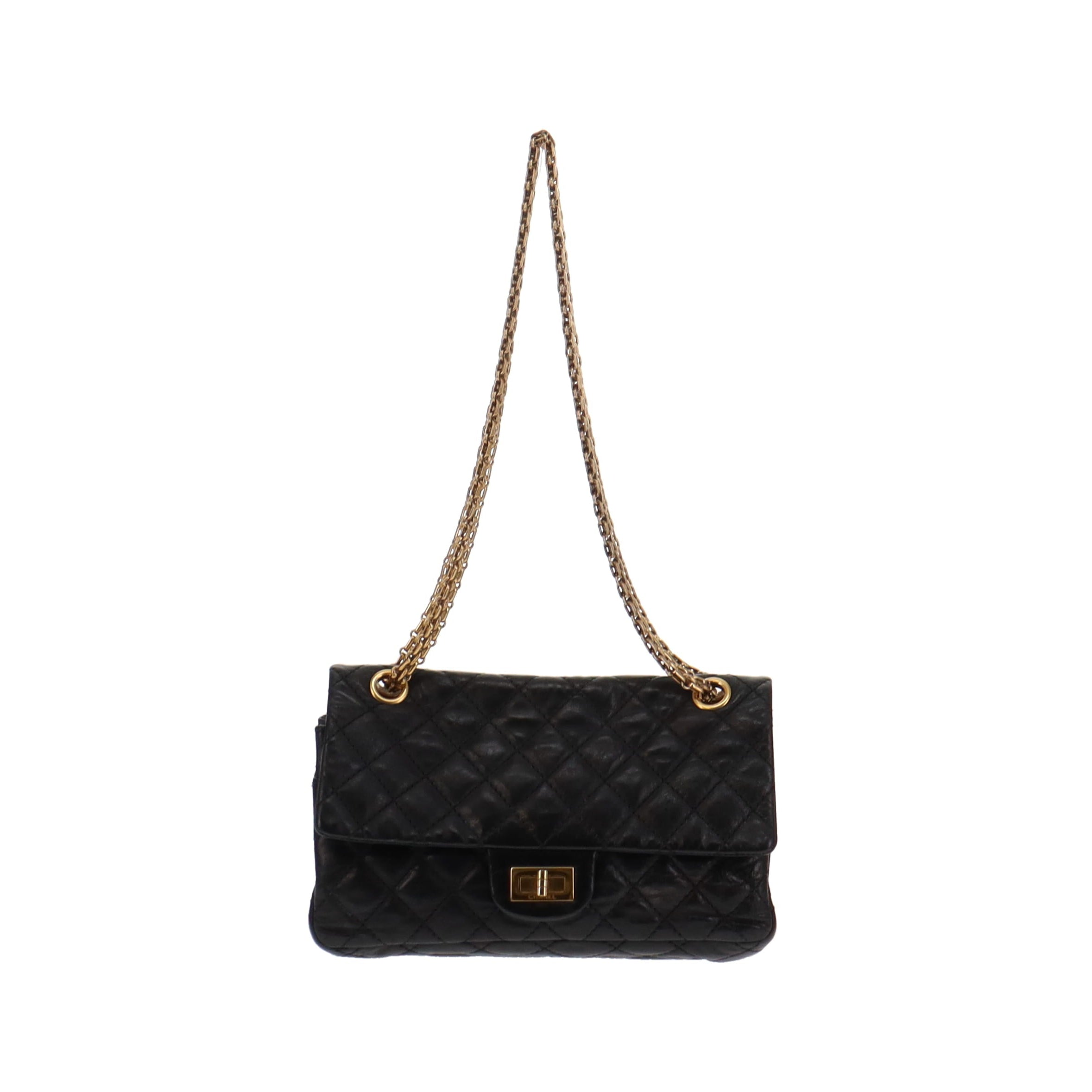 Chanel Black Glazed Calfskin 2.55 Reissue 224 Accordion Flap Bag 2008/09