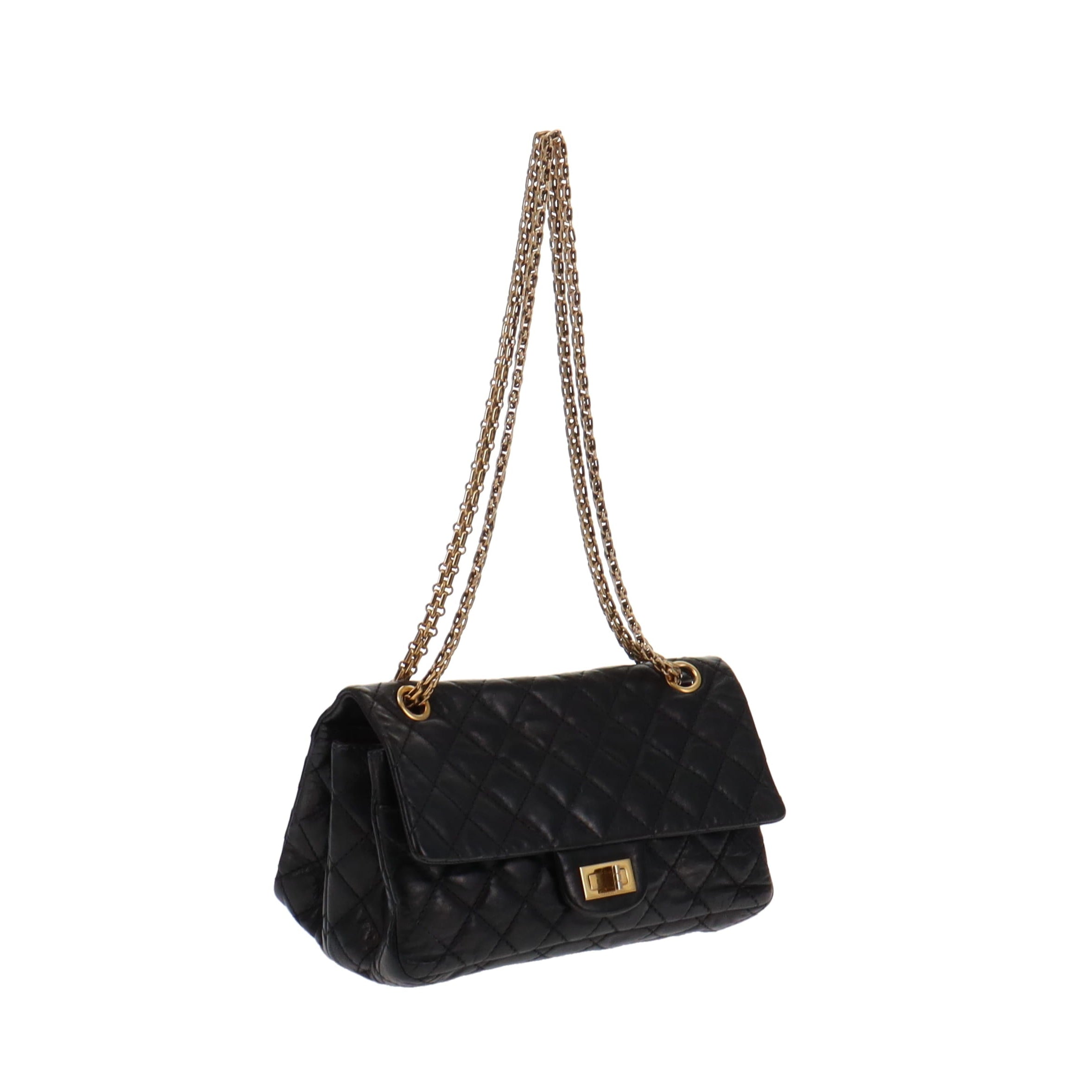 Chanel Black Glazed Calfskin 2.55 Reissue 224 Accordion Flap Bag 2008/09