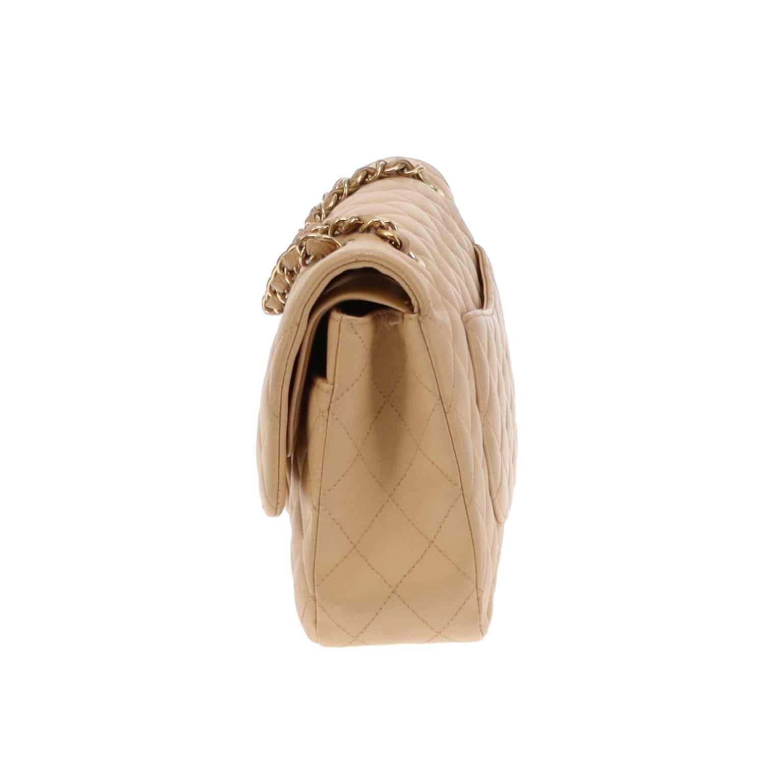 Chanel Beige Leather GHW Classic Medium Double Flap Bag 2012