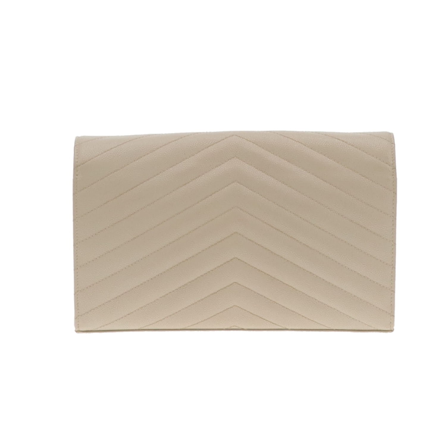 Saint Laurent Blanc Vintage Grain De Poudre Classic Cassandre Chain Wallet
