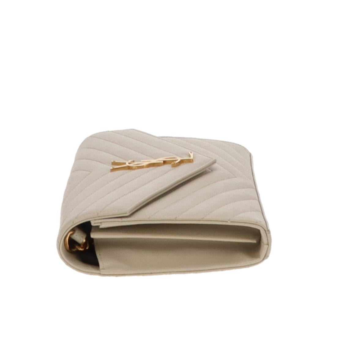 Saint Laurent Blanc Vintage Grain De Poudre Classic Cassandre Chain Wallet