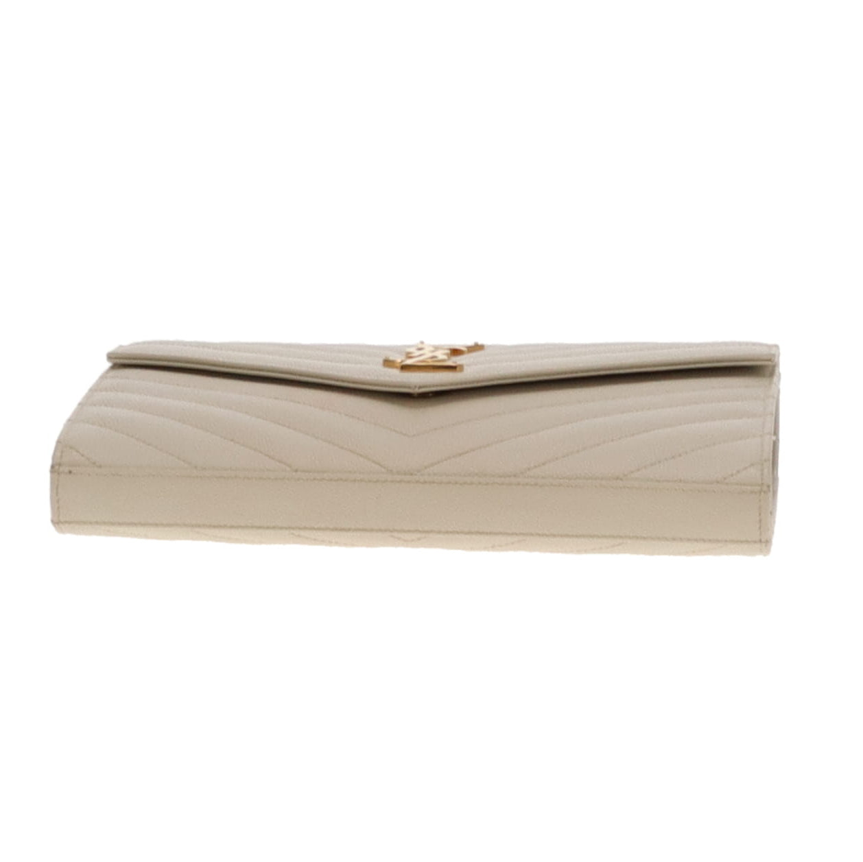 Saint Laurent Blanc Vintage Grain De Poudre Classic Cassandre Chain Wallet