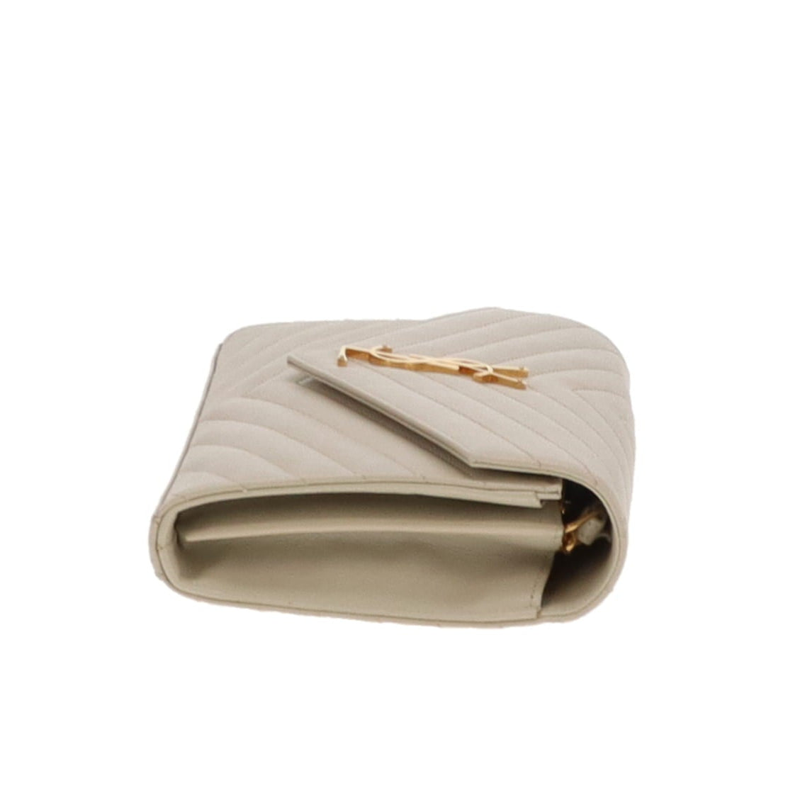 Saint Laurent Blanc Vintage Grain De Poudre Classic Cassandre Chain Wallet