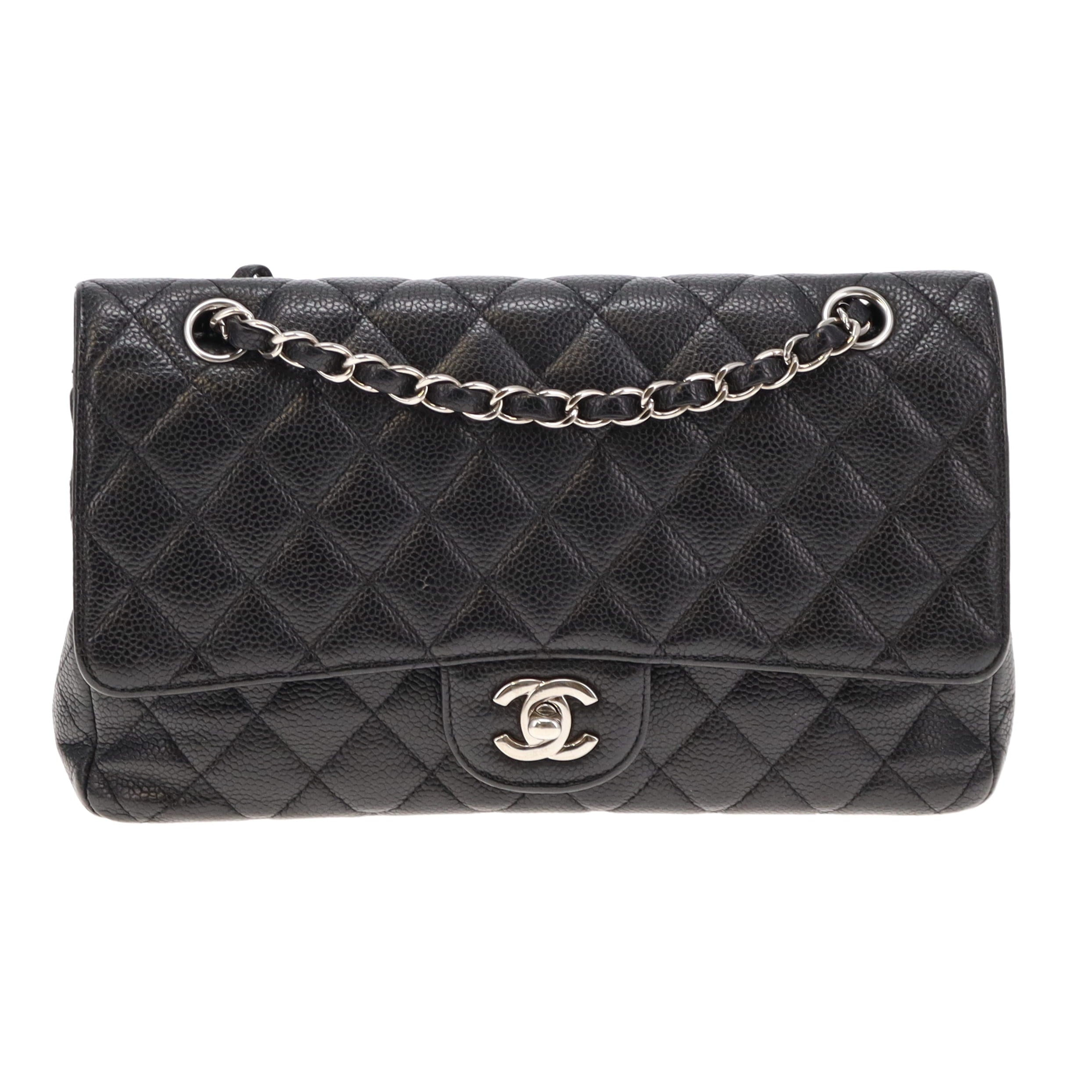 Chanel Black Caviar Silver HW Medium Classic Double Flap 2011