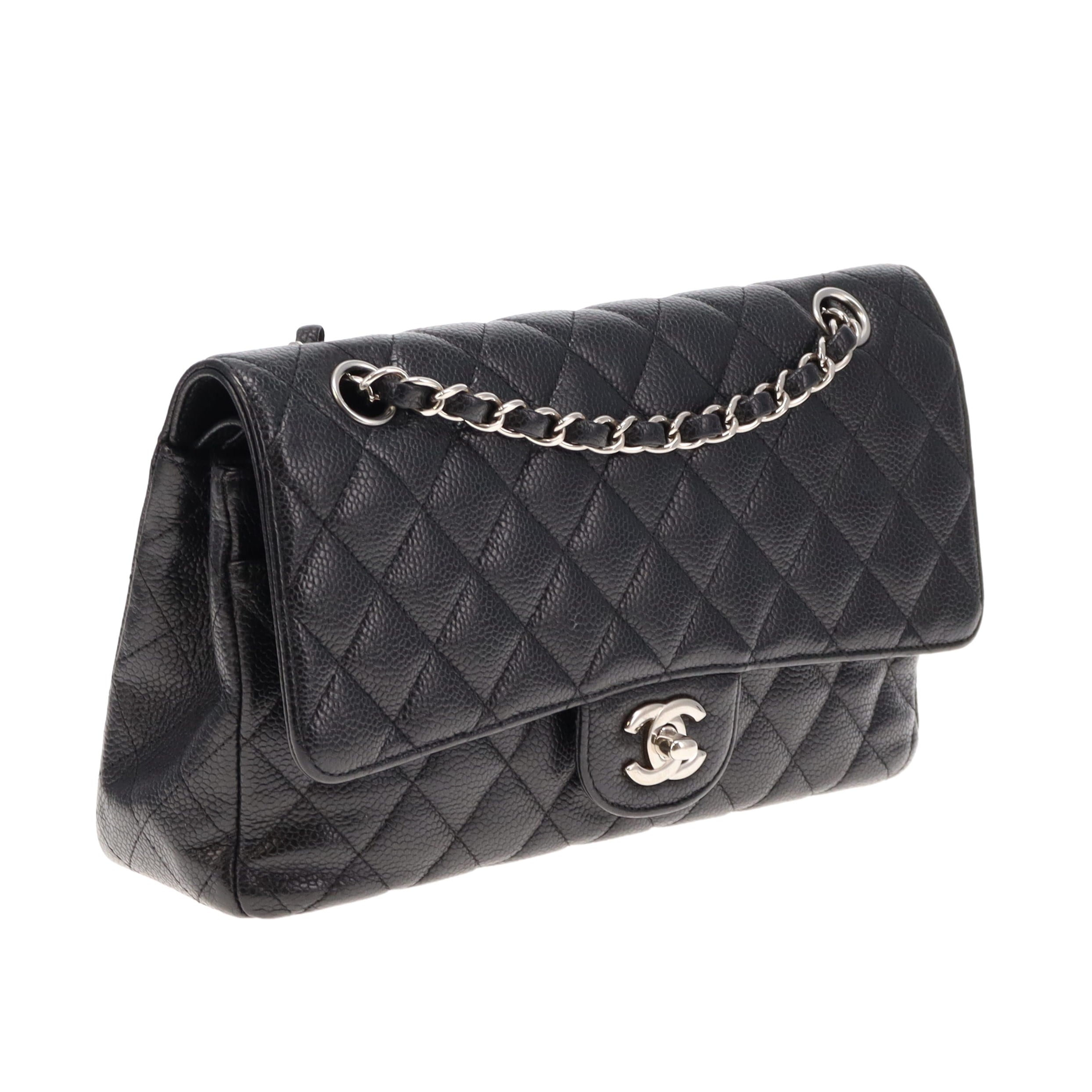 Chanel Black Caviar Silver HW Medium Classic Double Flap 2011