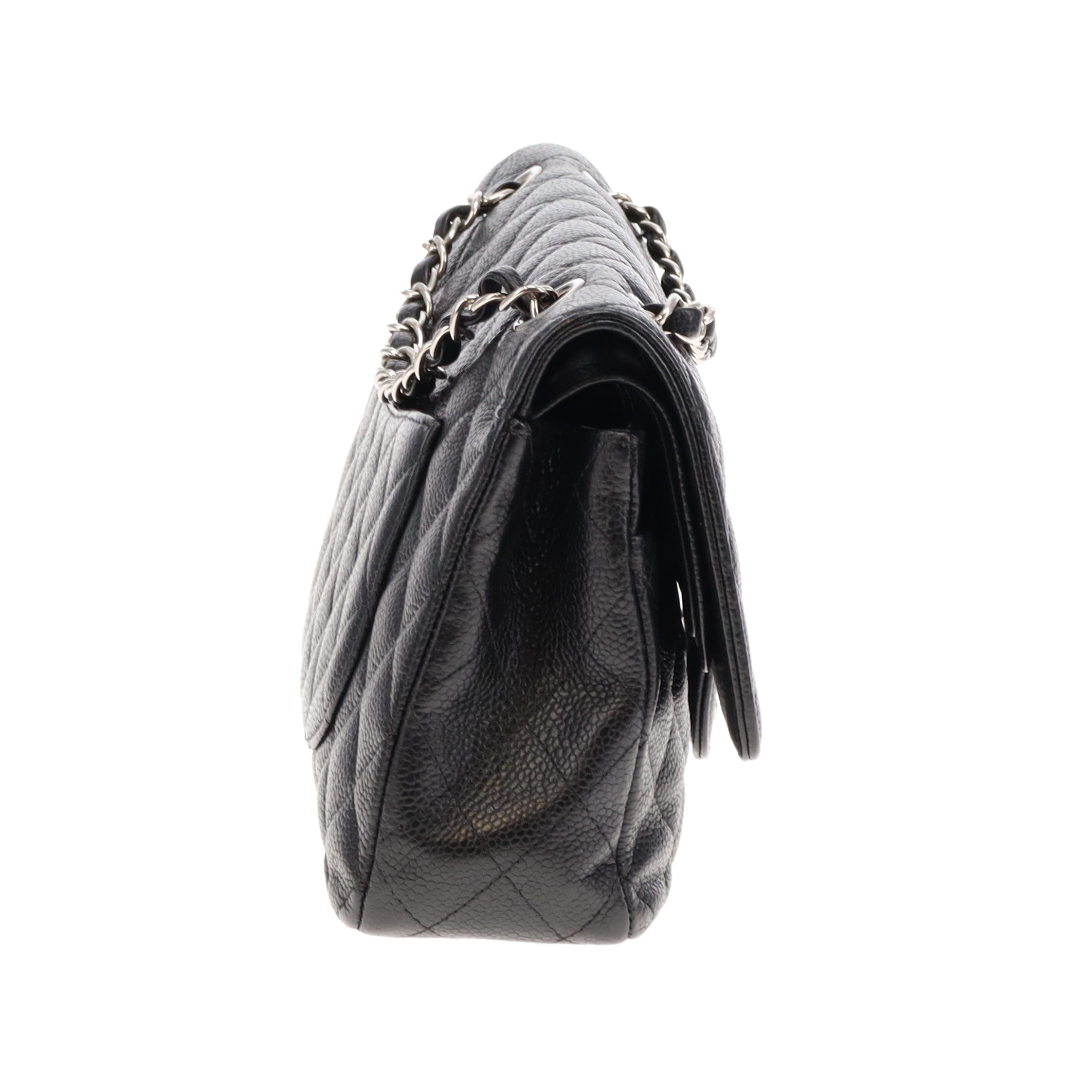 Chanel Black Caviar Silver HW Medium Classic Double Flap 2011