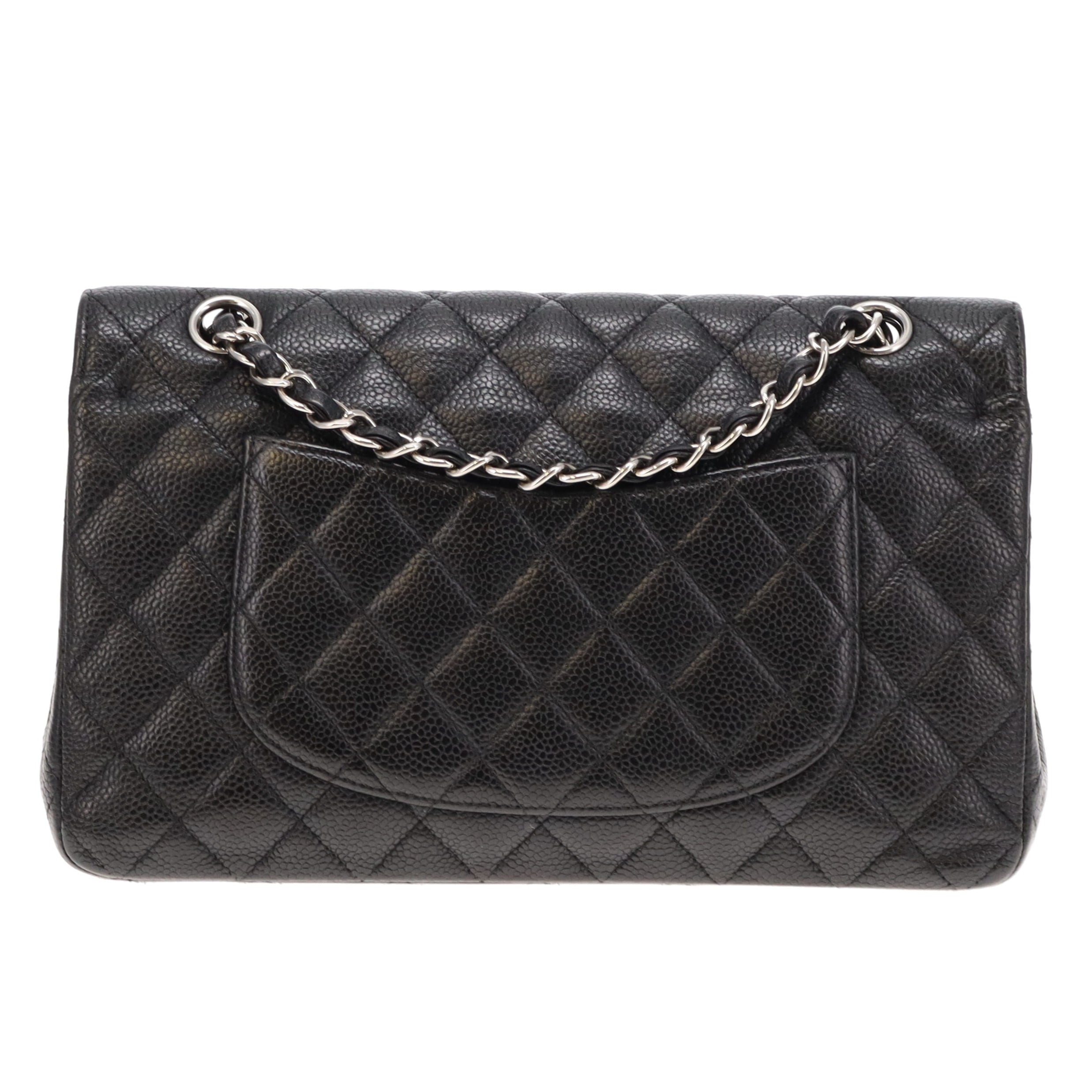 Chanel Black Caviar Silver HW Medium Classic Double Flap 2011