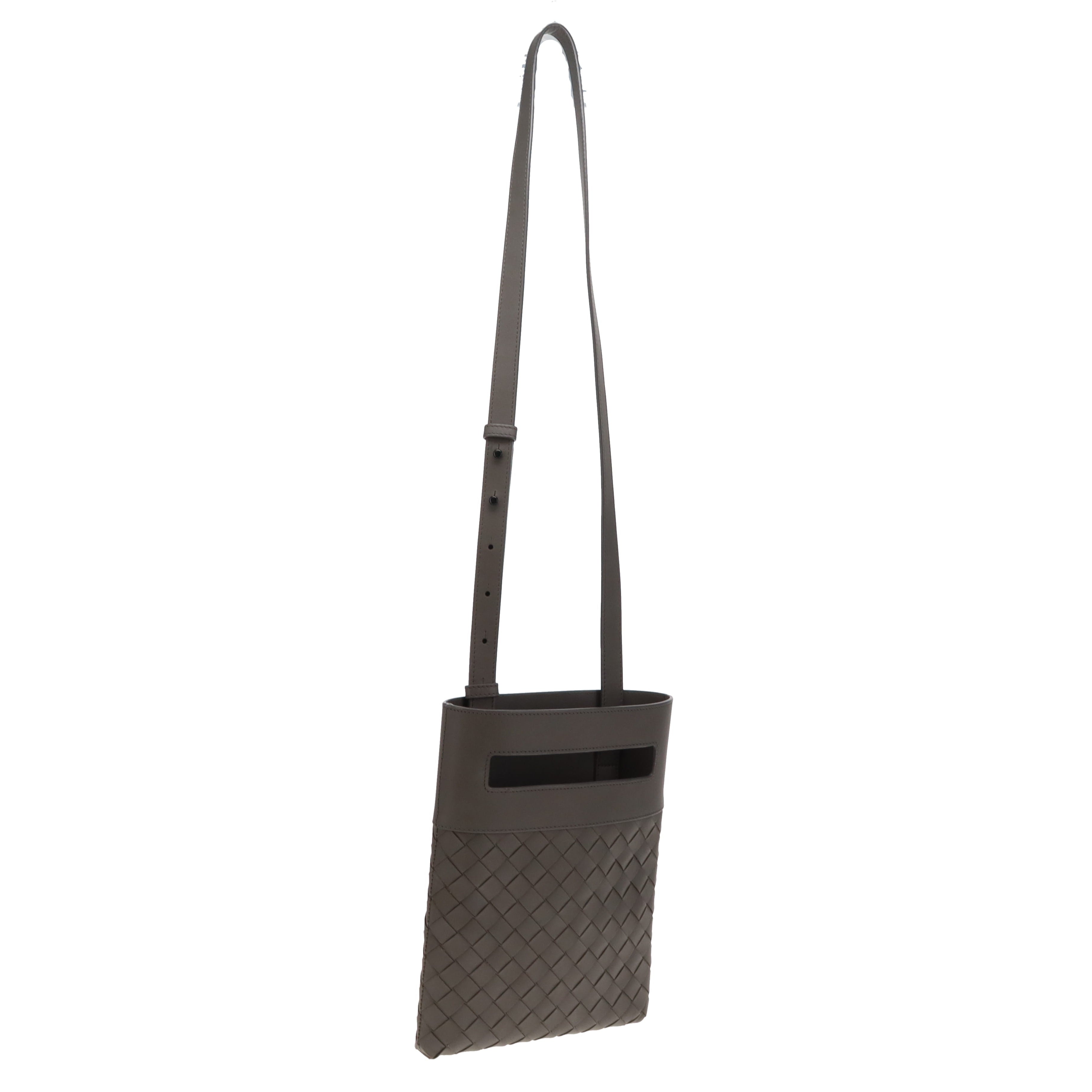 Bottega Veneta Dark Grey Intrecciato Nappa Slot Messenger Bag Small