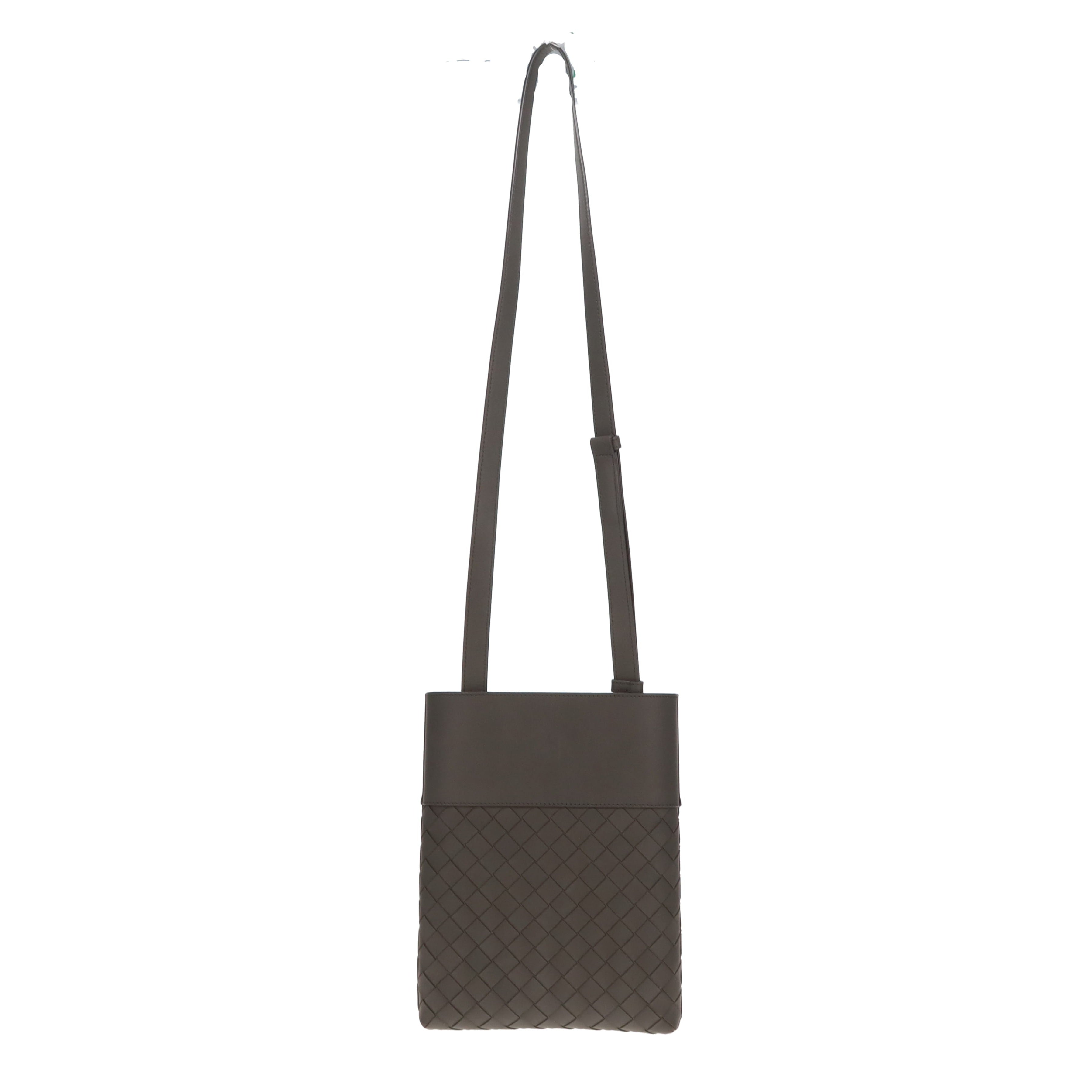 Bottega Veneta Dark Grey Intrecciato Nappa Slot Messenger Bag Small