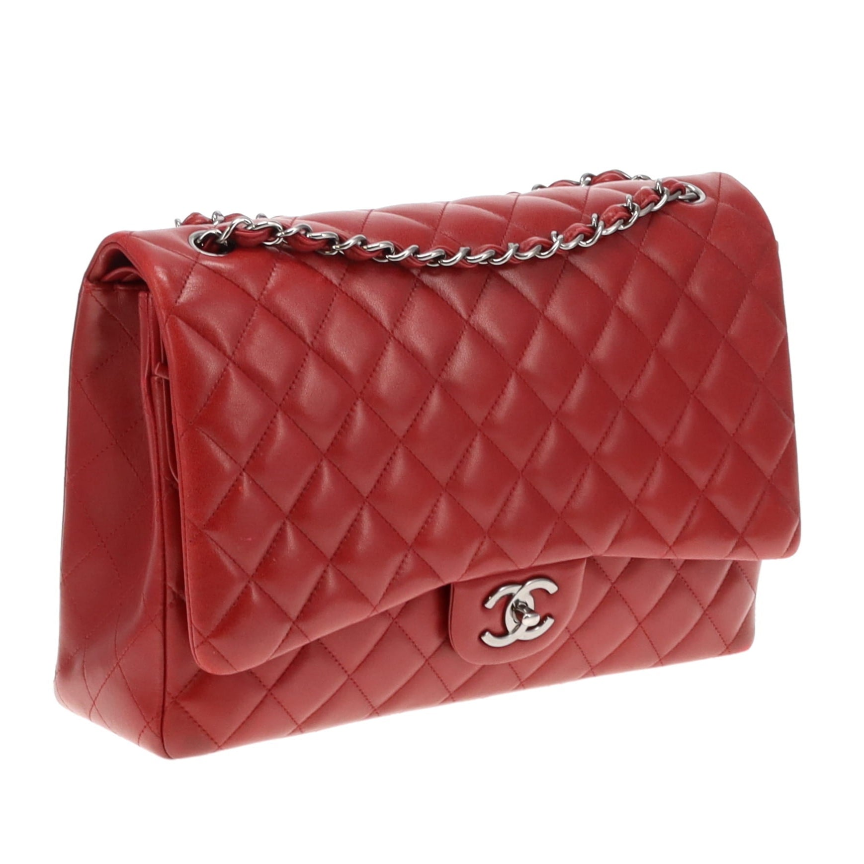 Chanel Rouge Leather Classic Maxi Double Flap 2013/14