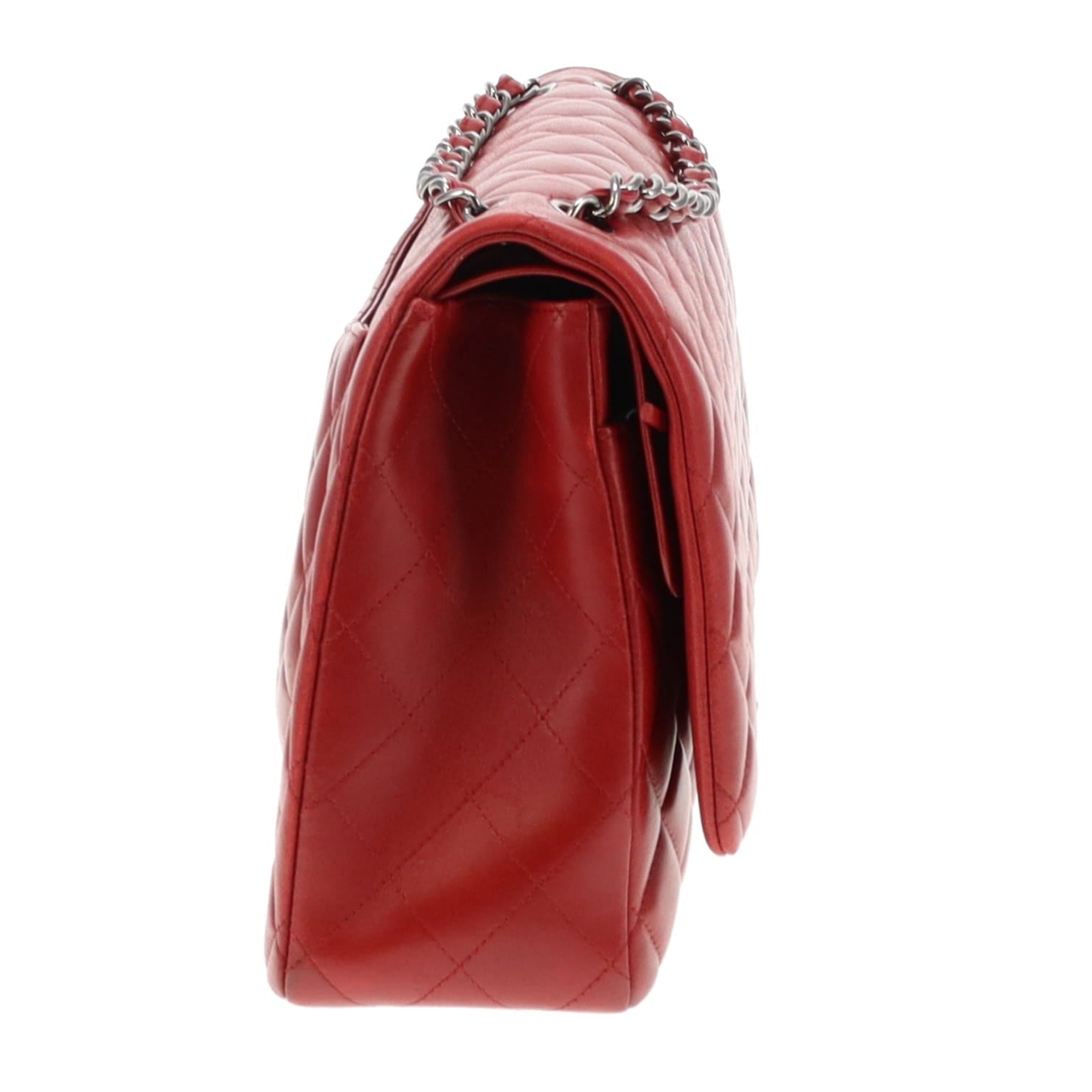 Chanel Rouge Leather Classic Maxi Double Flap 2013/14