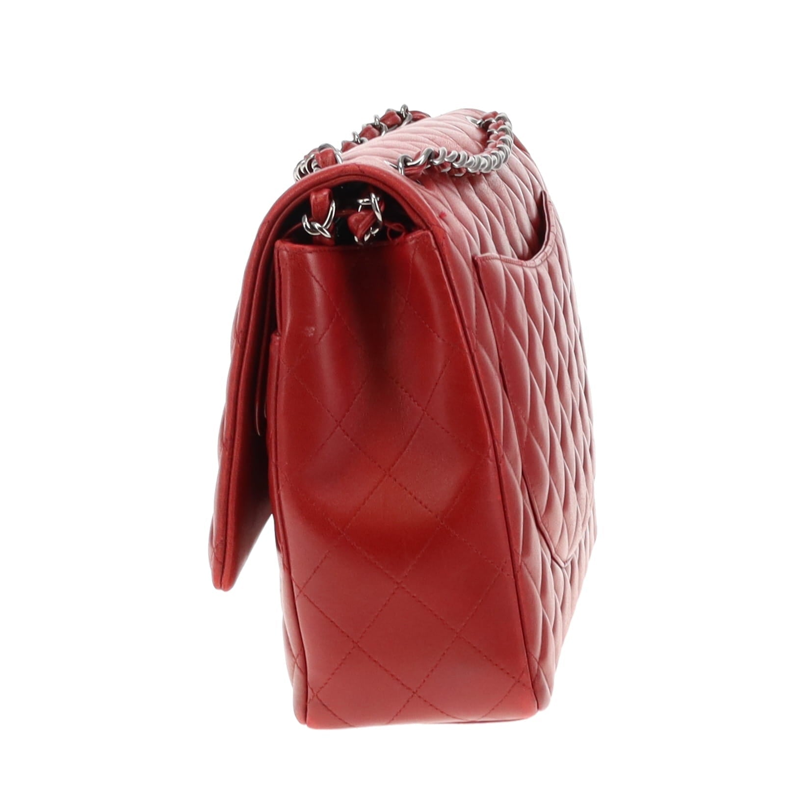 Chanel Rouge Leather Classic Maxi Double Flap 2013/14
