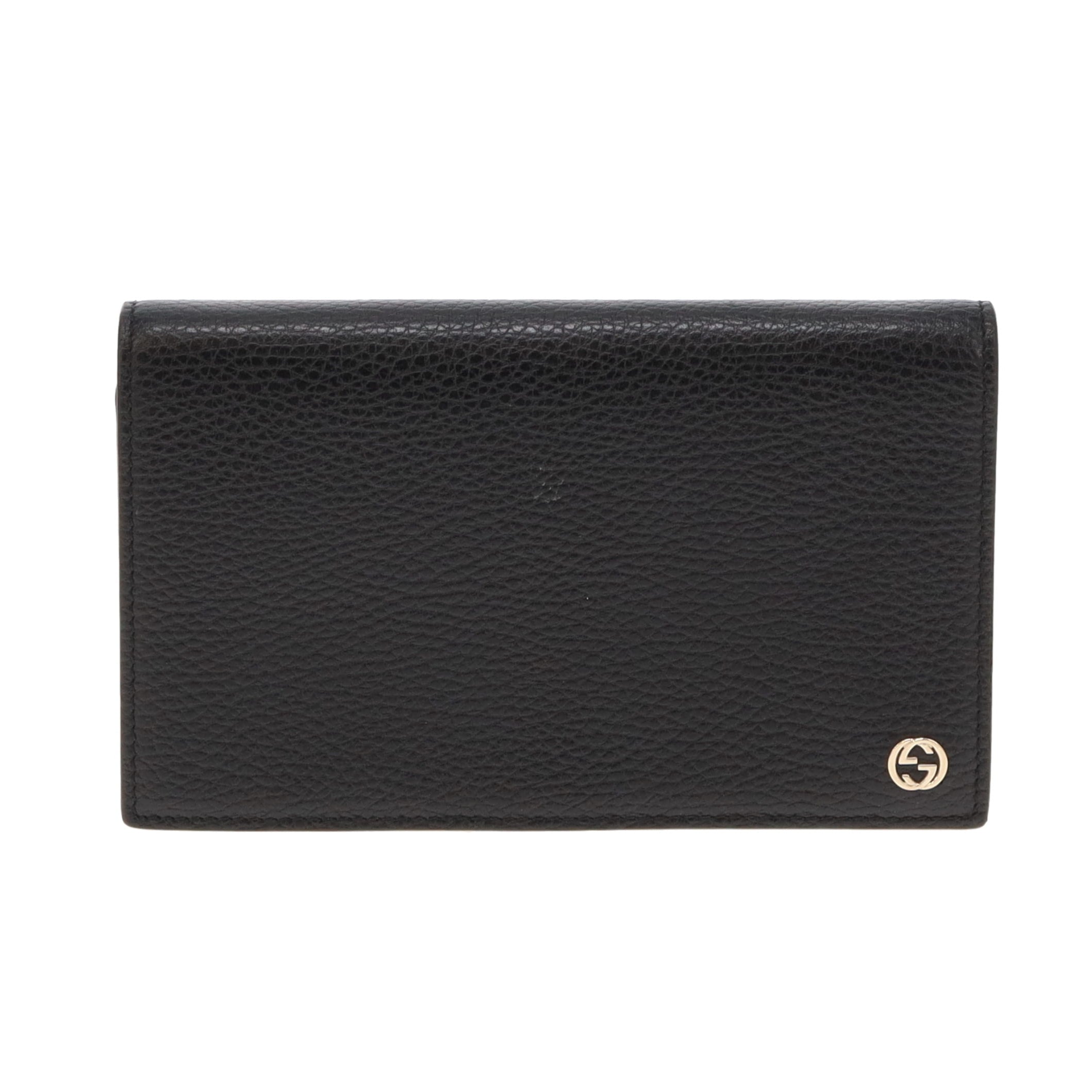 Gucci Black Leather Small Interlocking GG Logo Wallet (missing chain strap)