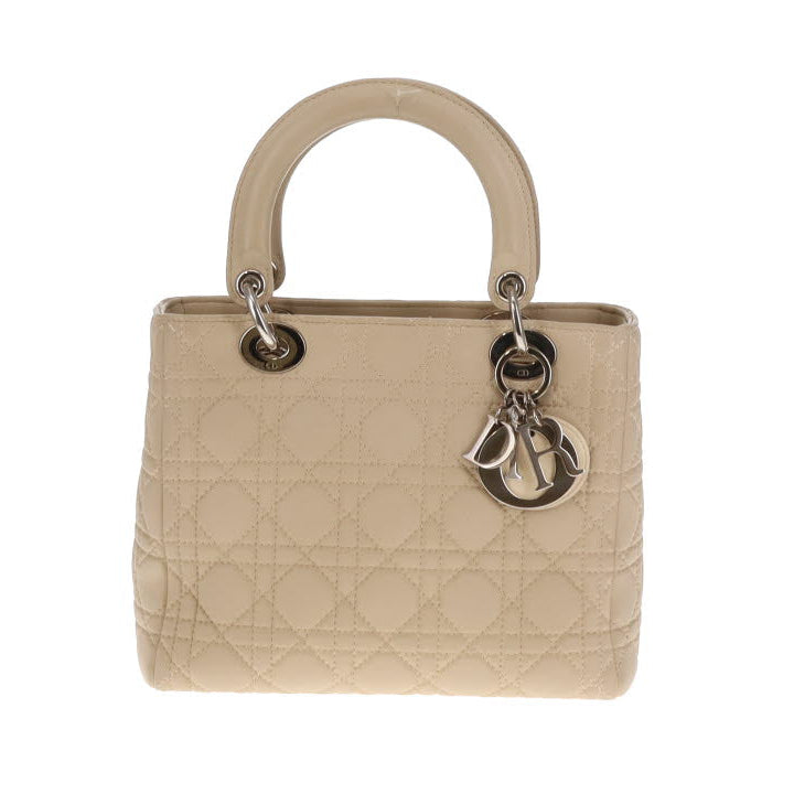 Dior Beige Cannage Calfskin Medium Lady Dior With Strap 2007