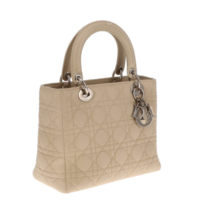 Dior Beige Cannage Calfskin Medium Lady Dior With Strap 2007