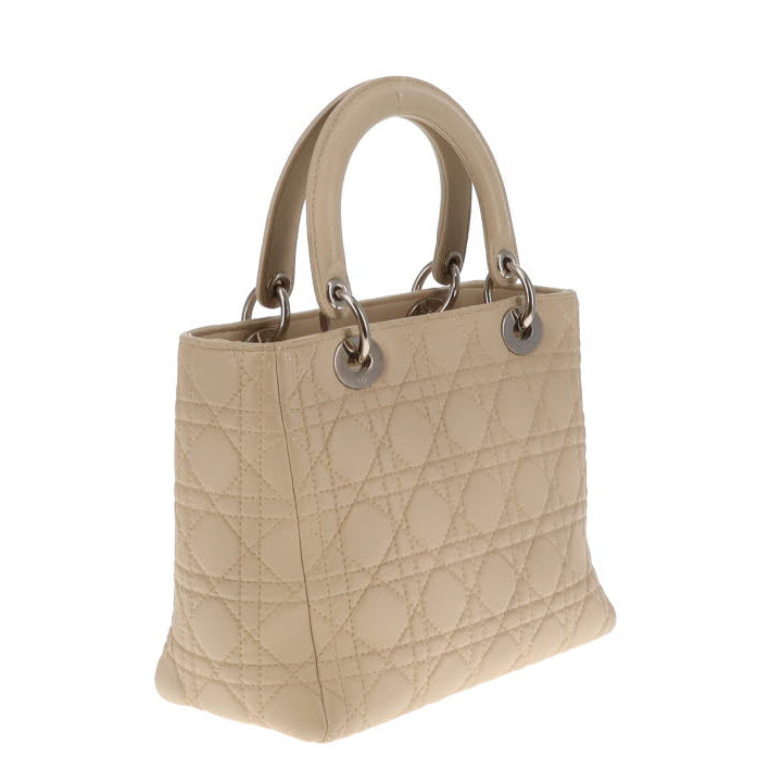 Dior Beige Cannage Calfskin Medium Lady Dior With Strap 2007