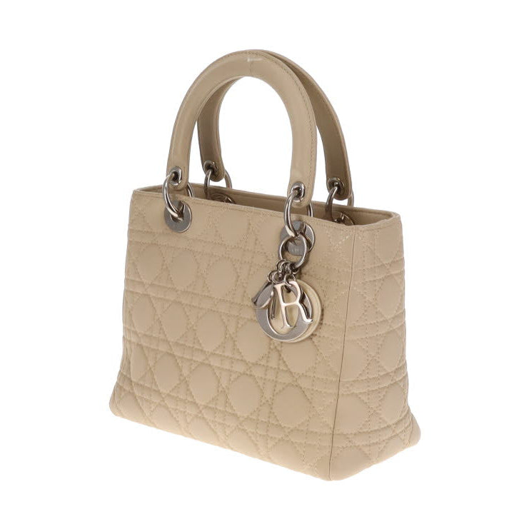 Dior Beige Cannage Calfskin Medium Lady Dior With Strap 2007