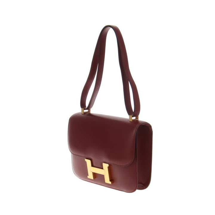 Hermes Rouge H Box Leather Vintage Constance 24 1980
