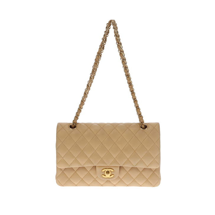 Chanel Beige Leather GHW Classic Medium Double Flap Bag 2012
