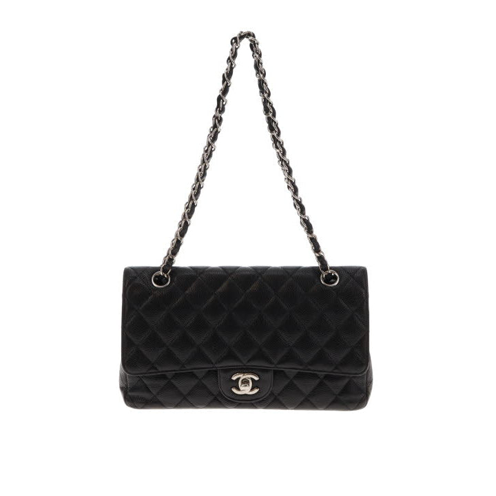 Chanel Black Caviar Silver HW Medium Classic Double Flap 2011