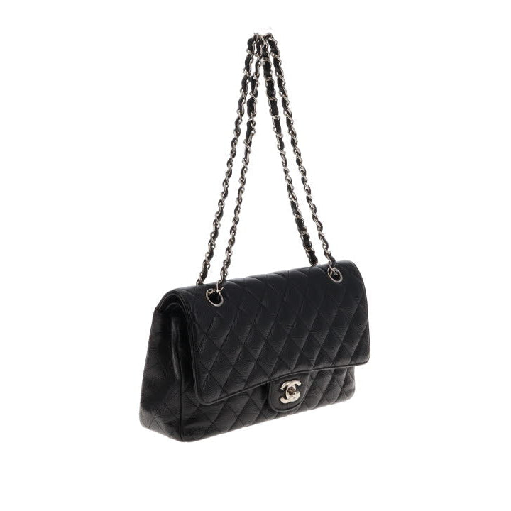 Chanel Black Caviar Silver HW Medium Classic Double Flap 2011