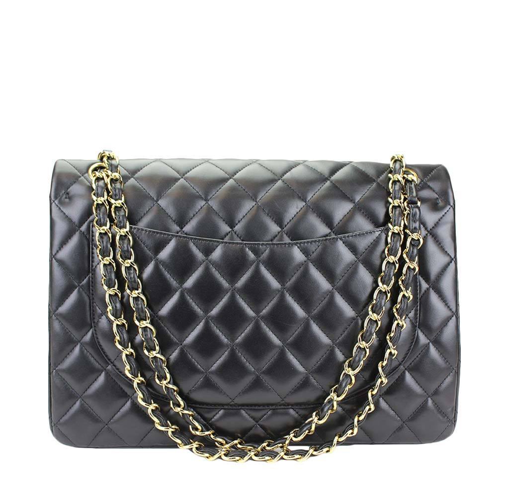 Chanel Maxi Double Flap Shoulder Bag Black