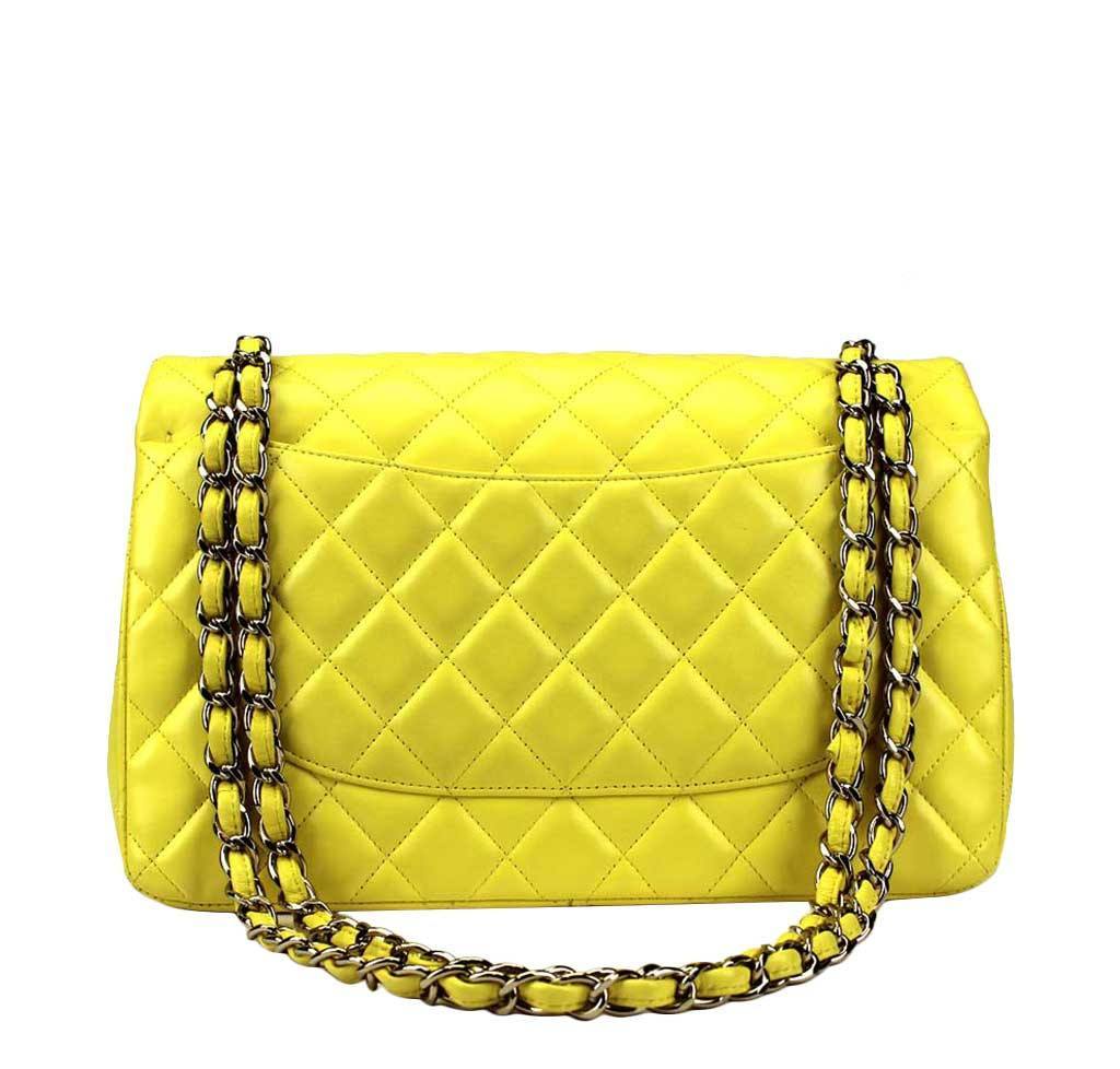 Chanel Double Flap Jumbo Bag Yellow