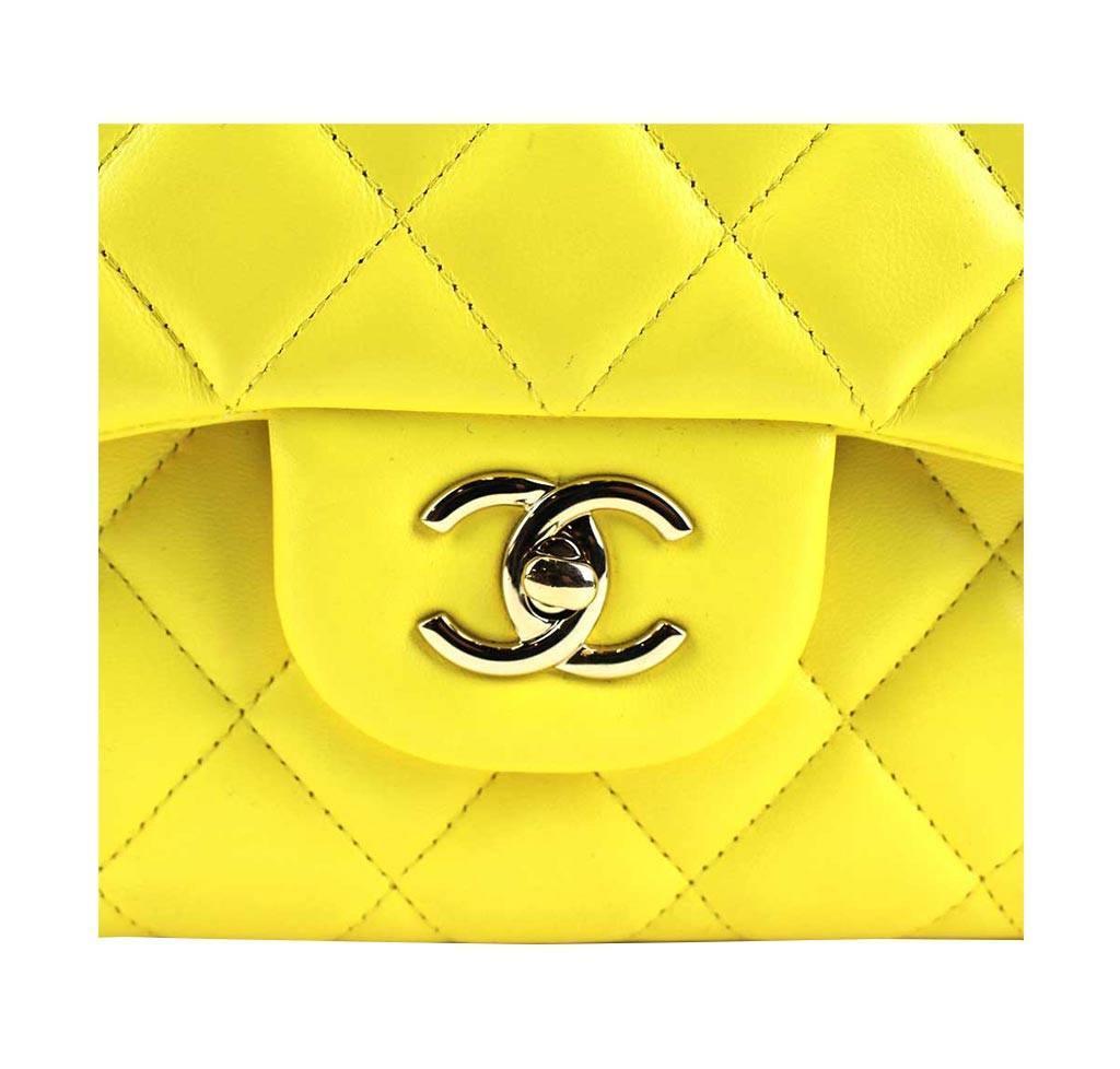 Chanel Double Flap Jumbo Bag Yellow
