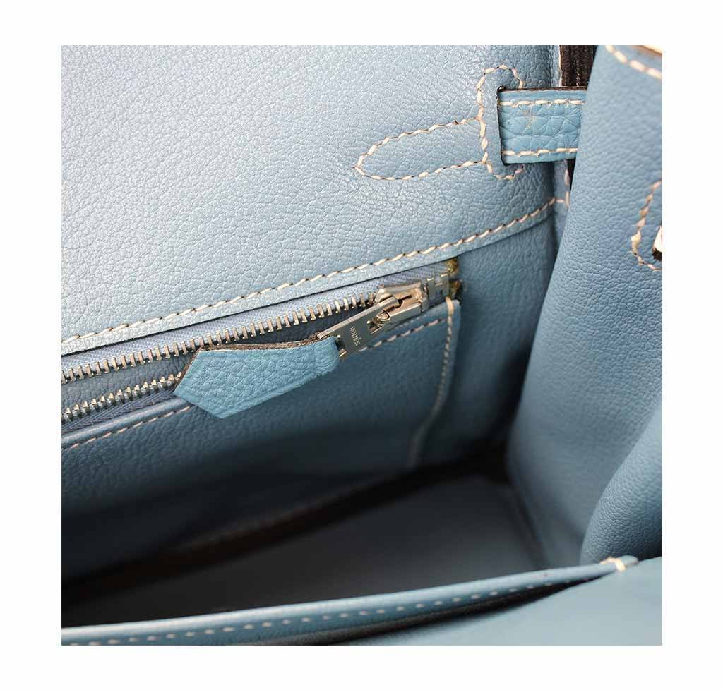 Hermès Birkin 25 Blue Jean Bag PHW